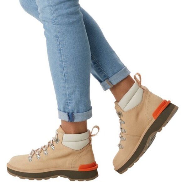 Sorel Hi-Line Hiker Boots Leather Lace Up Booties Ceramic Major Size 8 NEW - Picture 1 of 7
